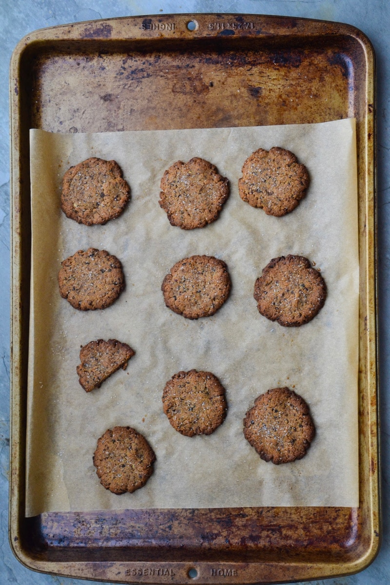 Gluten-free breakfast cookies on a baking sheet.