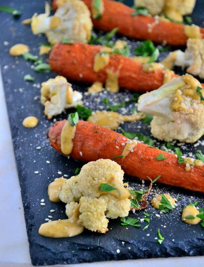 'Creamy' Maple Carrot Sauce with Roasted Veggies