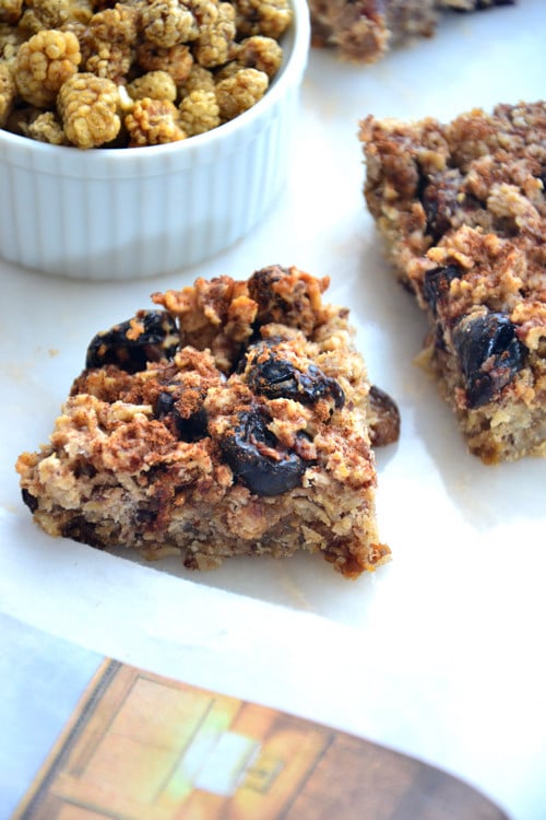 Autumn Baked Oatmeal Squares with Mulberries-Recipe