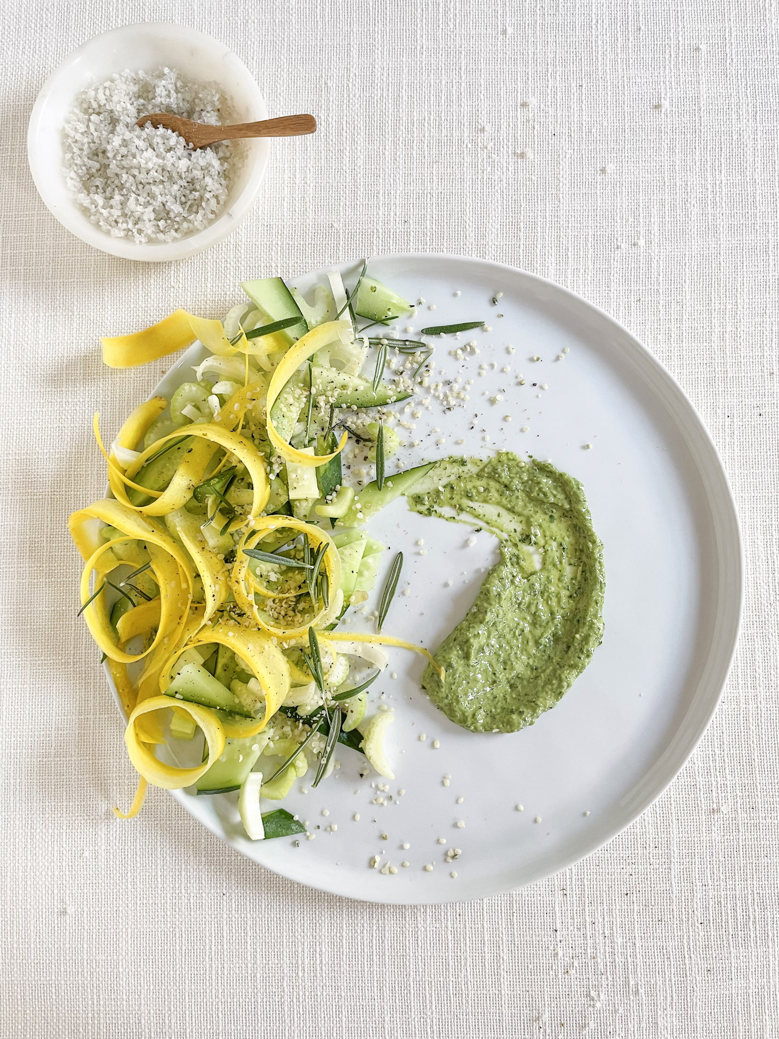 yellow carrot and celery salad with hemp seeds