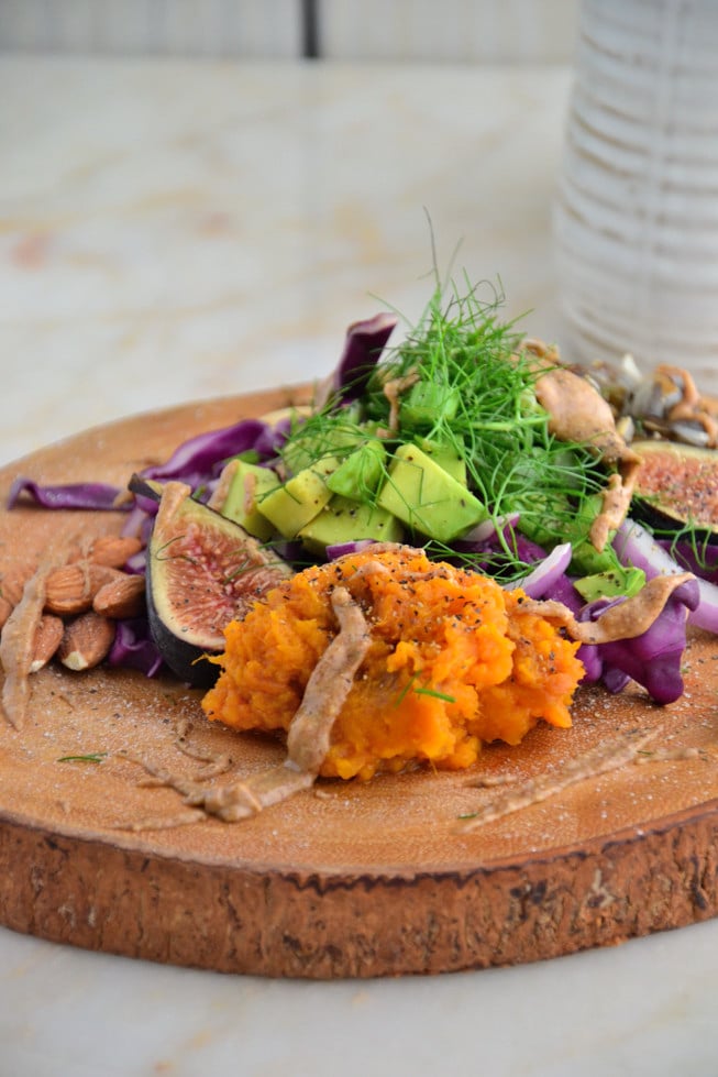 Fresh figs make this tapas platter ideal for any gathering filled with fresh vegetables, wild rice and almonds.