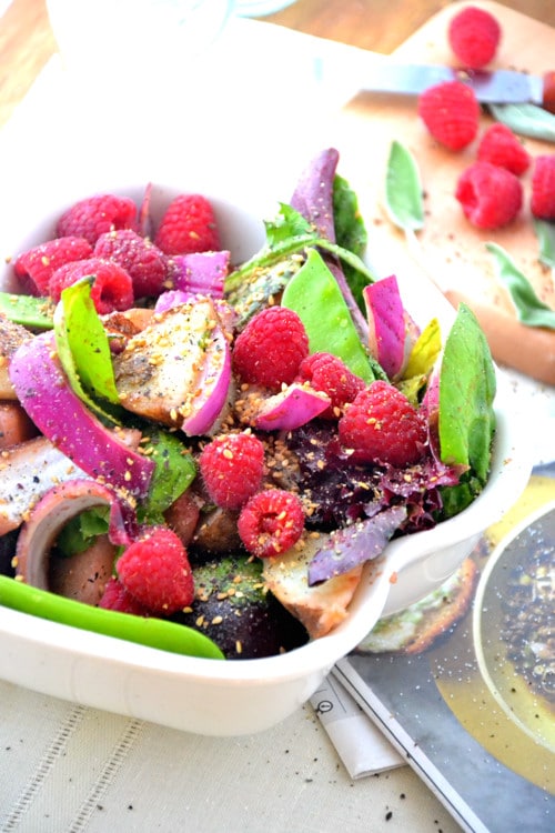 sweet-n-spicy-raspberry-salad-with-honey-vinaigrette