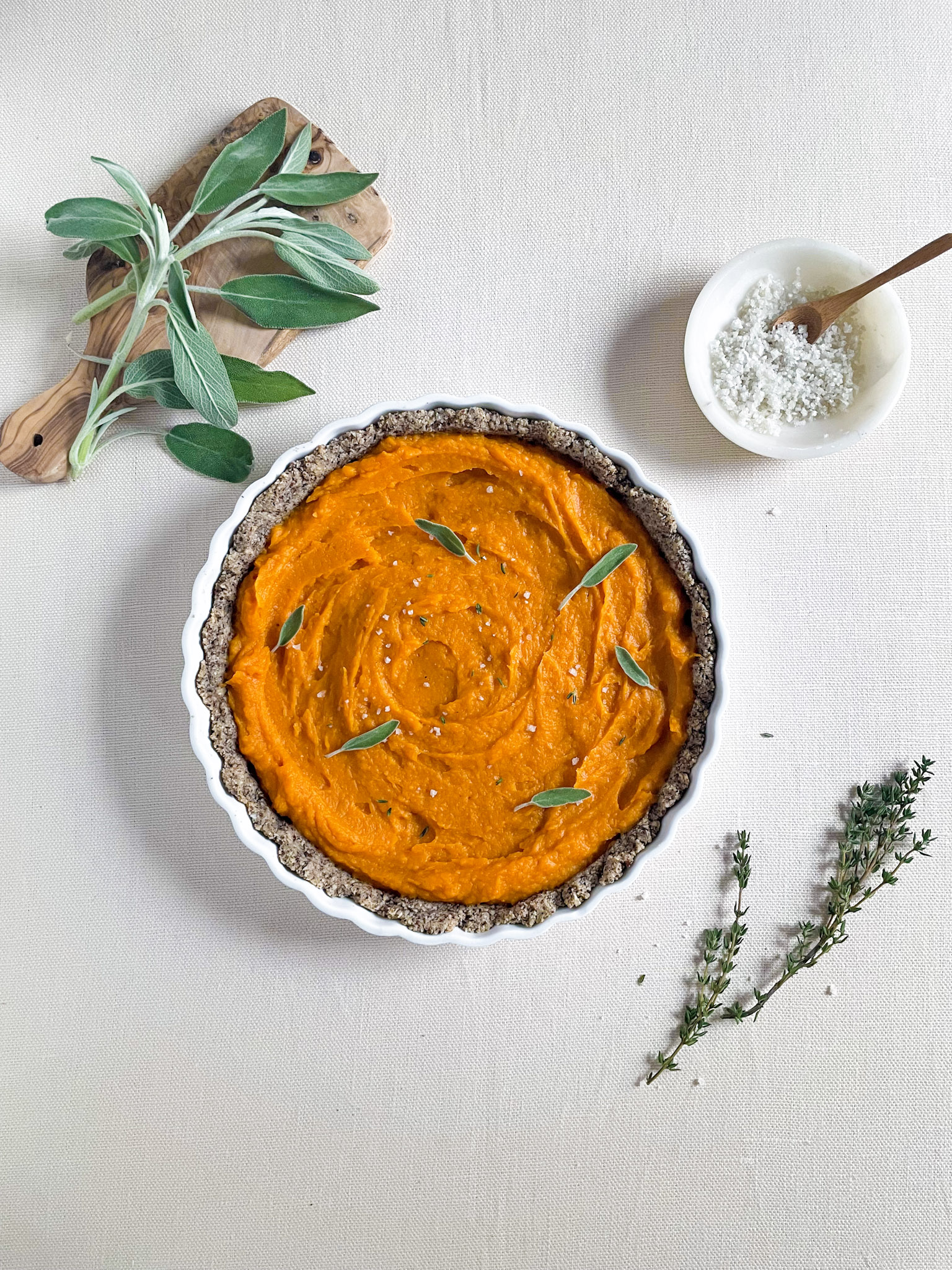 honeynut squash tart recipe with hazelnut crust